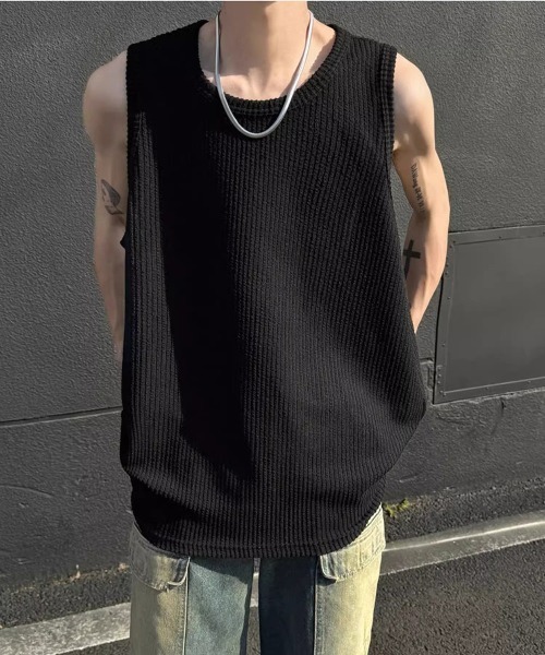 TAAKK 21ss ダブルジップ ノースリーブTシャツ / タンクトップ DOUBLE STEAL（ダブルスティール） タンクトップ DSワッフルリブ