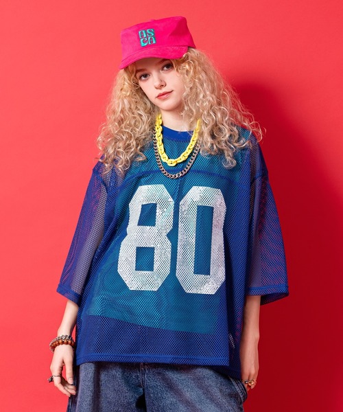  メッシュジャージ 03 ナンバリングシャツ tシャツ a.p.o.v. 短丈オーバーサイズナンバリングメッシュTシャツ
