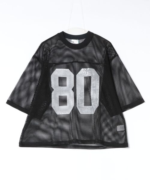 tシャツ a.p.o.v. 短丈オーバーサイズナンバリングメッシュTシャツ