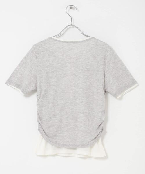 tシャツ バイカラーヘンリーネックTEE レディースの画像