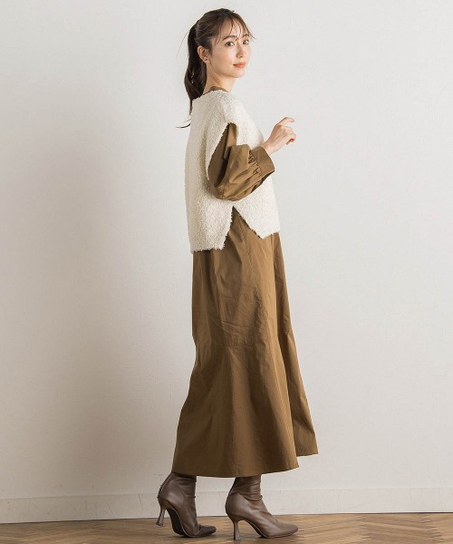 「Droite lautreamont」 7分袖ワンピース M ブラック レディース_画像2