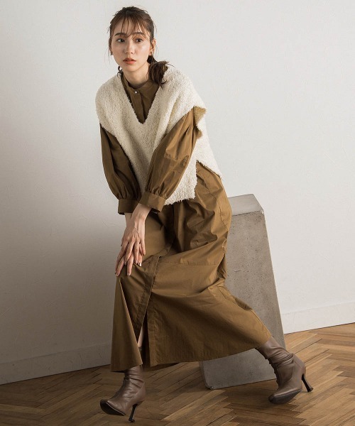 「Droite lautreamont」 7分袖ワンピース M ブラック レディース_画像6