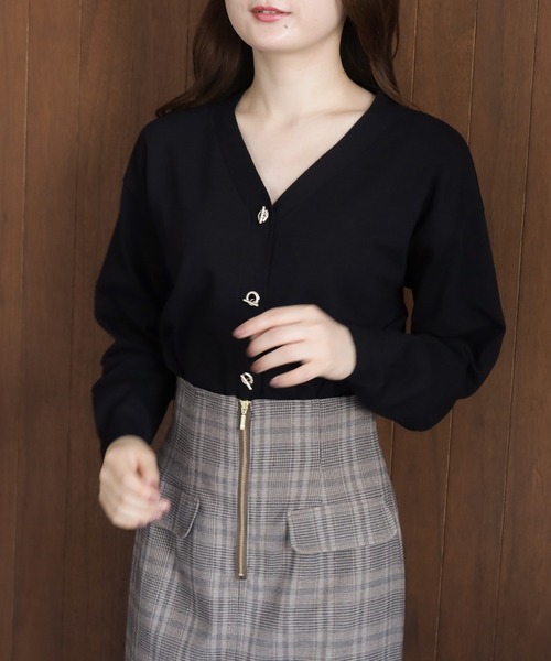 「TRUDEA」 カーディガン LARGE ワイン レディース_画像4
