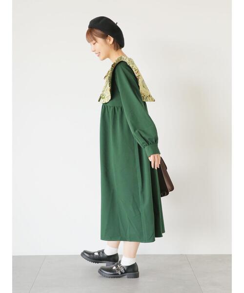 「ehka sopo」 7分袖ワンピース F グリーン レディース_画像8