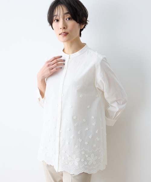 DECOY SINCE 1981 ブラウス シャツ フラワープリント刺繍ブラウス
