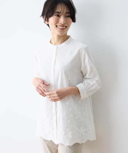 DECOY SINCE 1981 ブラウス シャツ フラワープリント刺繍ブラウス