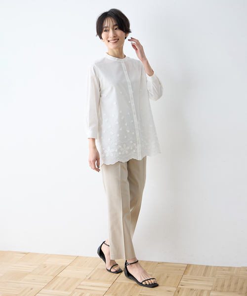 DECOY SINCE 1981 ブラウス シャツ フラワープリント刺繍ブラウス