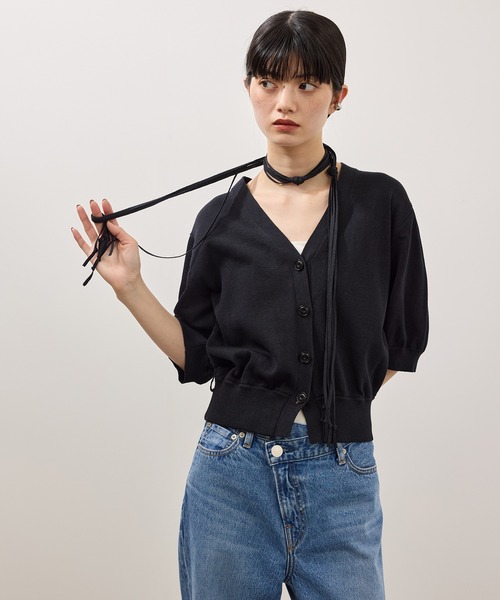 ADAM ET ROPE'（アダムエロペ） カーディガン 半袖 ドロストヘム