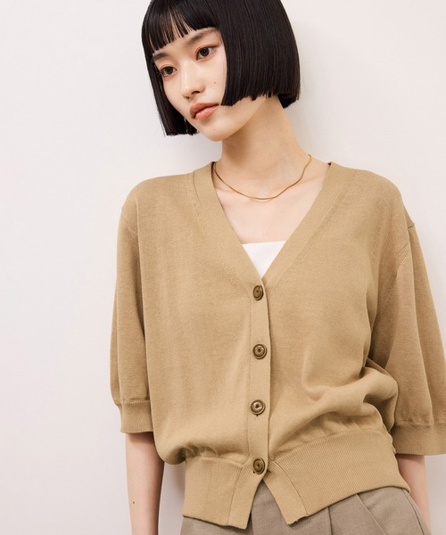 ADAM ET ROPE'（アダムエロペ） カーディガン 半袖 ドロストヘム