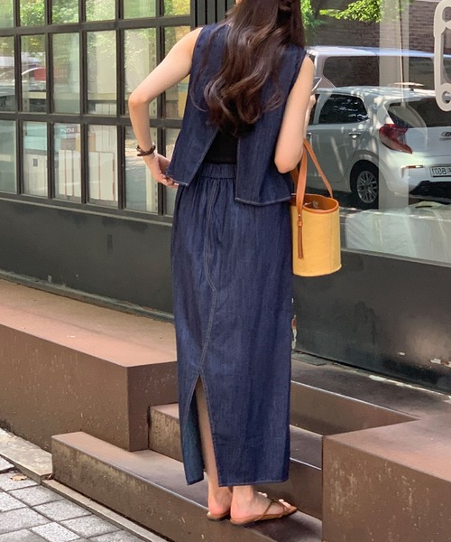 ANDMARY デニムワンピース トップス2つセット 2ly2 セットアップ ワンピース風デニムセットアップ レディース