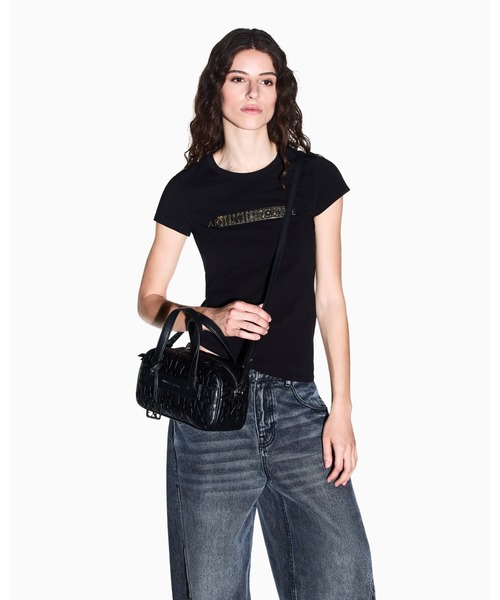 アルマーニ　ブラック ボストンバッグ ナイロン レザー ARMANI EXCHANGE ボストンバッグ 「A|X アルマーニ エクスチェンジ