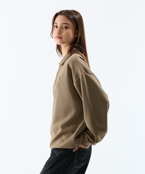 「WETTEMPT」 長袖ポロシャツ LARGE チャコール メンズ_画像4