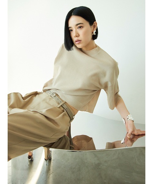 「MIESROHE」 半袖ニット ONE SIZE ホワイト レディース_画像2