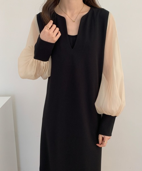 「ABITOKYO」 長袖ワンピース M ブラック レディース_画像3