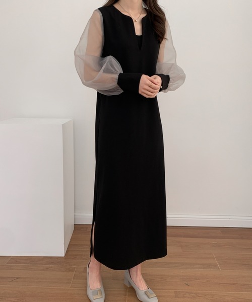 「ABITOKYO」 長袖ワンピース M ブラック レディース_画像8