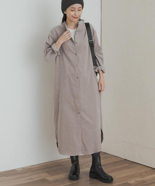 「URBAN RESEARCH DOORS」 シャツワンピース MEDIUM ベージュ レディース_画像3