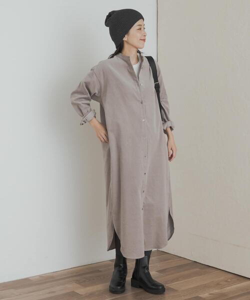 「URBAN RESEARCH DOORS」 シャツワンピース MEDIUM ベージュ レディース_画像4