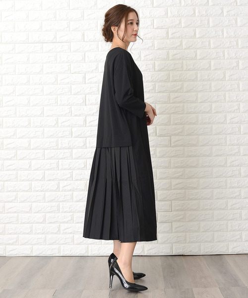 Lace Ladies（レースレディース） ドレス 七分袖ロング丈後ろプリーツ