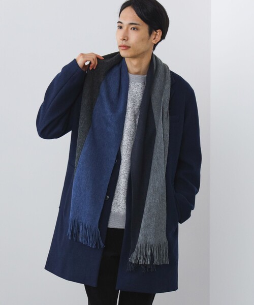 BEAMS BOY ざっくりマフラー　ネイビー　新品 BEAMS HEART マフラー 4カラーパネル メンズ レディース