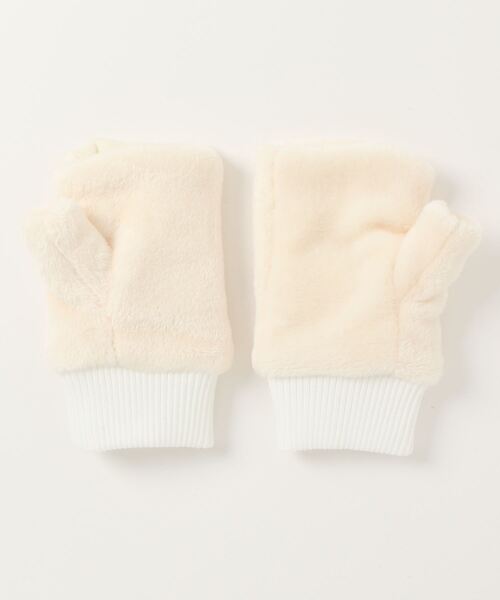 PEANUTS 手袋 「PEANUTS/ピーナッツ」ワンポイント刺繍 指無し ファー