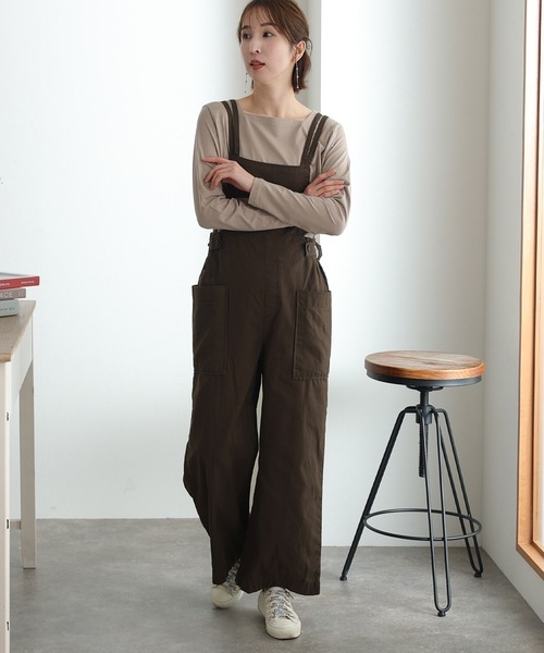 ElegChic サロペット オーバーオール サイドビックポケットサロペ