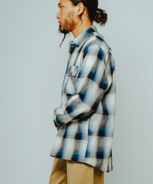 BIG MIKE オンブレシャツ　Lサイズ BIG MIKE（ビッグマイク） シャツ オンブレチェック オープンカラー