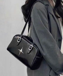shopnikoniko ボストンバッグ シルバーバッグ ミニ 横長バッグ