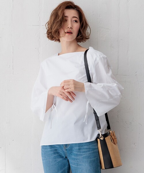 ブラウス シャツ 「Oggi4月号掲載/洗える」CANCLINI デザインスリーブ ブラウス レディース