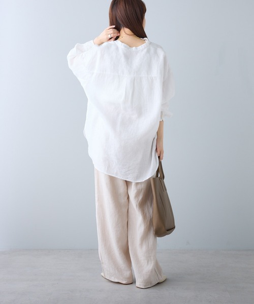リネン100%　PUAL　CE　CIN　ブラウス　美品 pual ce cin ブラウス シャツ リネンガーゼ プルオーバー