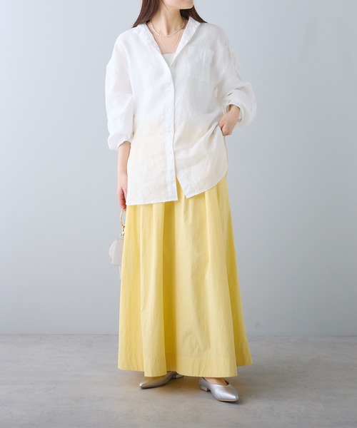 pual ce cin シャツ ブラウス フレンチリネンバンドカラー