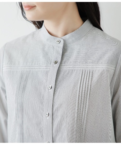 NEWYORKER ブラウス シャツ ヘアラインコットンボイル