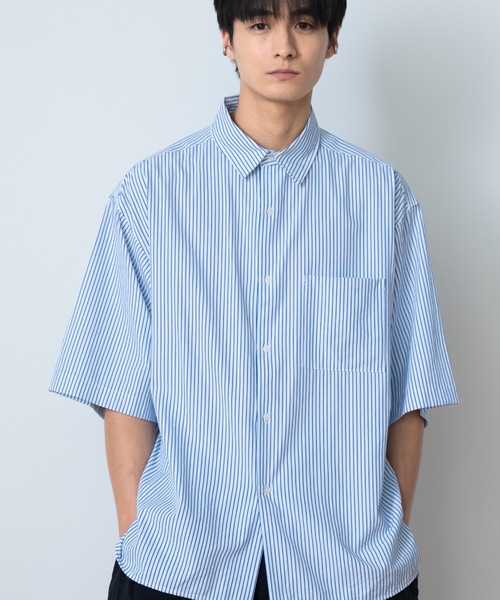 SINSS シャツ 半袖 Loose fit stripe shirts / ルーズフィット