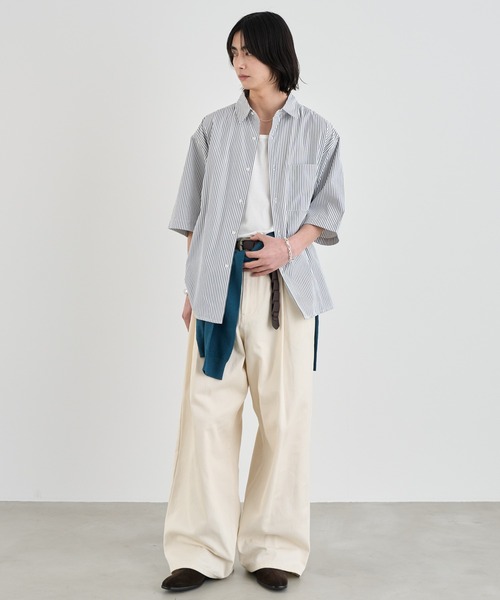 SINSS シャツ 半袖 Loose fit stripe shirts / ルーズフィット