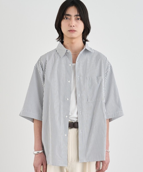 SINSS シャツ 半袖 Loose fit stripe shirts / ルーズフィット