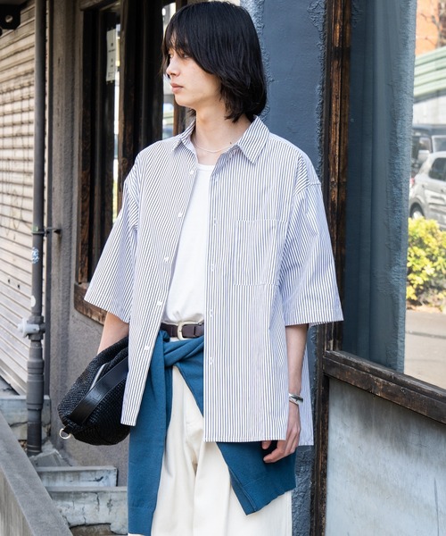 SINSS シャツ 半袖 Loose fit stripe shirts / ルーズフィット