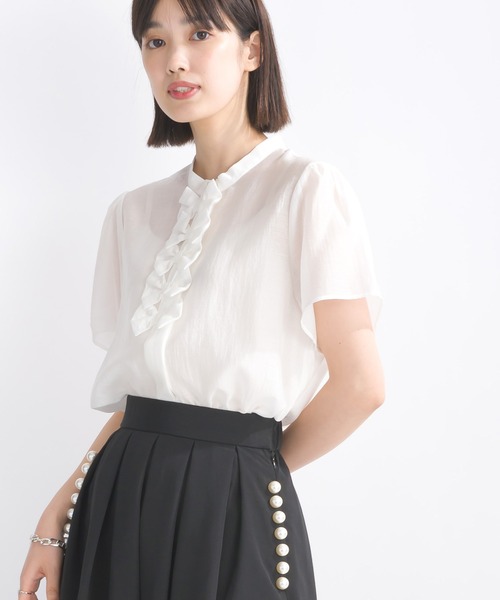 PICCIN シャツ ブラウス フロントリボン重ねブラウス レディース 