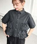 ブラウス シャツ 夏 半袖 半袖ティアードフリ...の詳細画像4