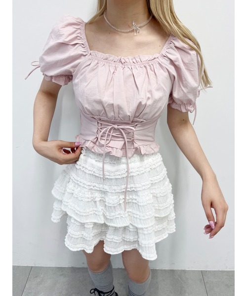 ブラウス シャツ 「PHILLY」パフスリーブビスチェブラウス レディース