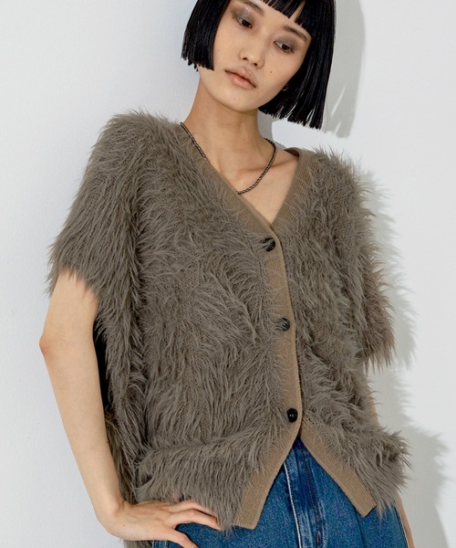 NOMINE（ノミネ） ベスト ジレ ロング フェザー ニットベスト