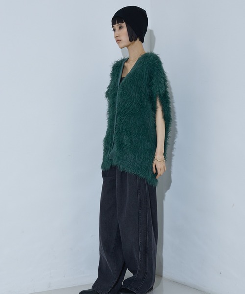 NOMINE（ノミネ） ベスト ジレ ロング フェザー ニットベスト