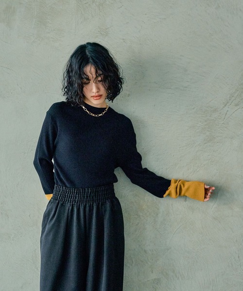 LEPSIM（レプシィム） ニット セーター 12ゲージ配色ハイネックプル