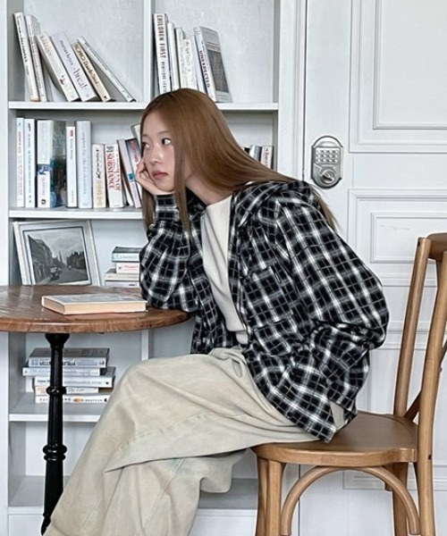 ブラウス シャツ A'GEM/9 × .kom 「muah muah/ムーアムーア」 POINT LABEL CHECK HOOD SHIRT/ポイン ブラウス シャツ A'GEM/9 × .kom 「muah muah/ムーアムーア