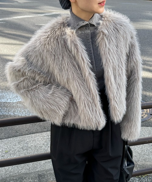 feepur（フェピュール） コート アウター フェイクファーショート