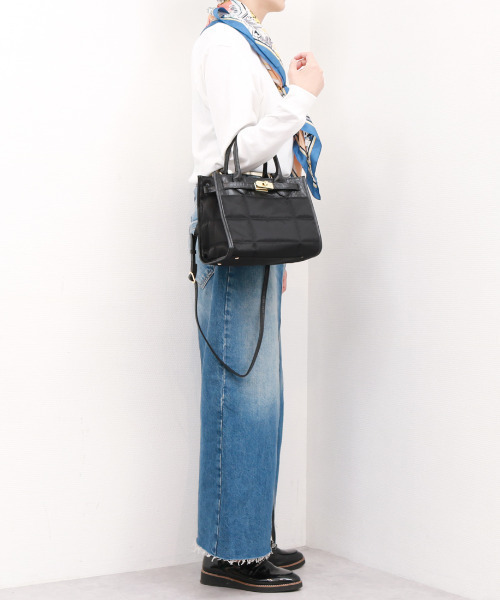ぺルケ(perche)ブラックナイロンレザートートバッグ 未使用 perche]牛革フラップナイロントートバッグ | KOBUNSHA SELECT