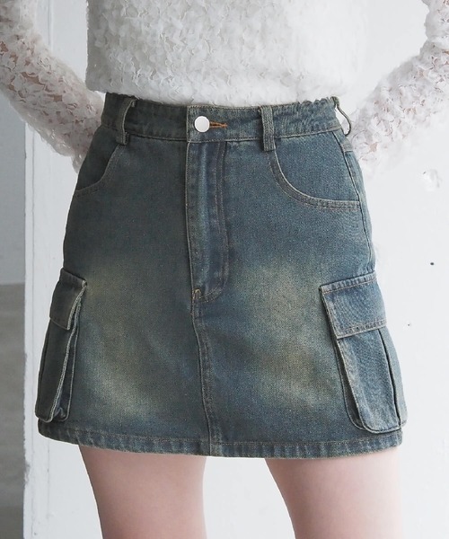 tiptop（ティップトップ） スカート 「2サイズ展開」カーゴデニムミニ