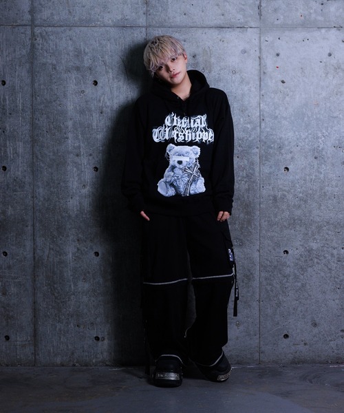 完売品！ Amilige MELT Bear プリントパーカー Amilige パーカー CROSS BEARプリントパーカー レディース