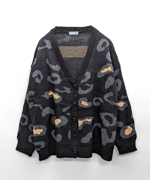 REMUR カーディガン ニットカーディガン レオパード柄 レディース