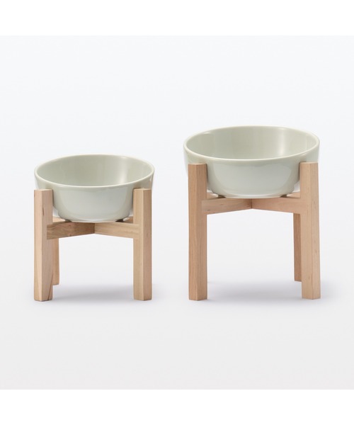 無印良品（MUJI） 木製スタンド 大 ペットフードボウル用 約20．5