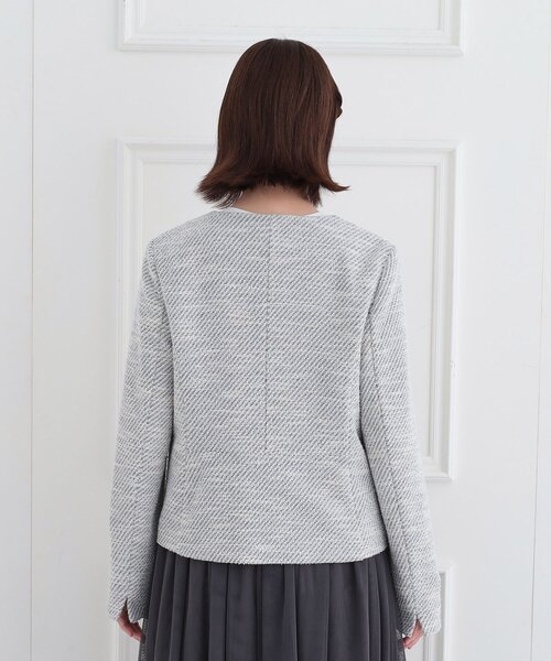 シューラルー他　セレモニースーツ　ツイードノーカラージャケット　グレー　入学式 SHOO・LA・RUE（シューラルー） ジャケット ノーカラージャケット 入学