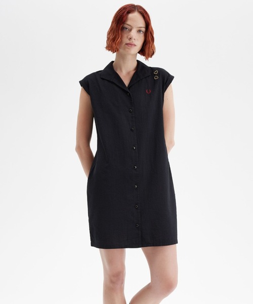 FRED PERRY AMY WINEHOUSE 半袖シャツワンピース FRED PERRY シャツワンピース Amy Winehouse Open Collar Shirt